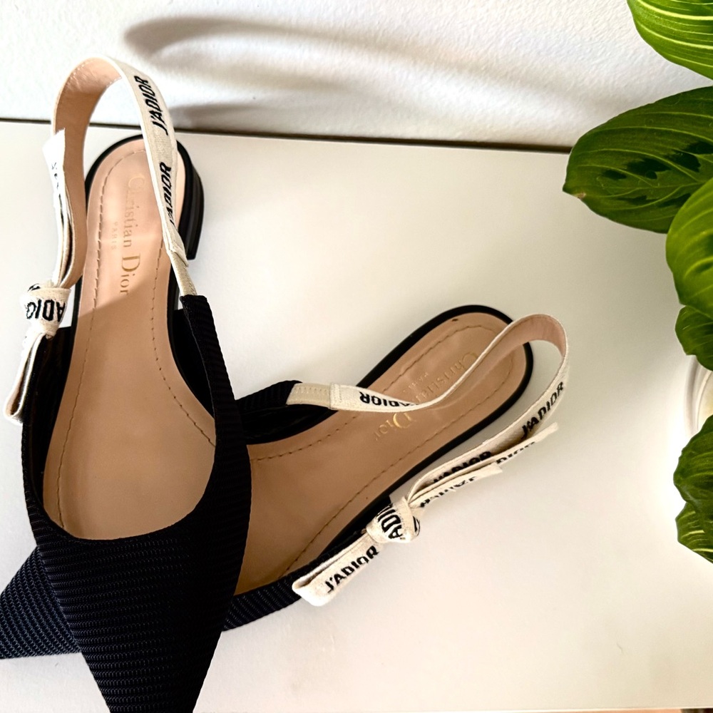 Dior Women's Black and White Slingback Flats